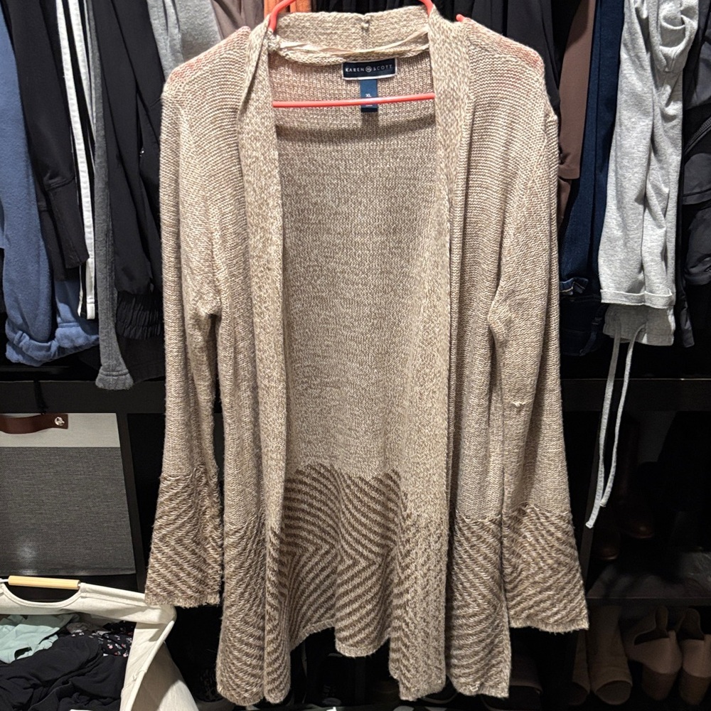 Karen Scott Women's Beige Cardigan Sweater